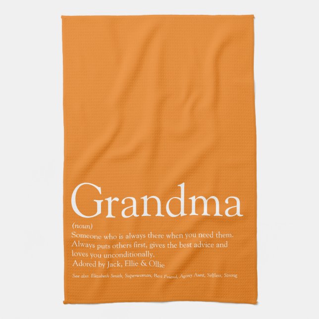 Beste Oma Großmutter Definition Orange Geschirrtuch (Vertikal)