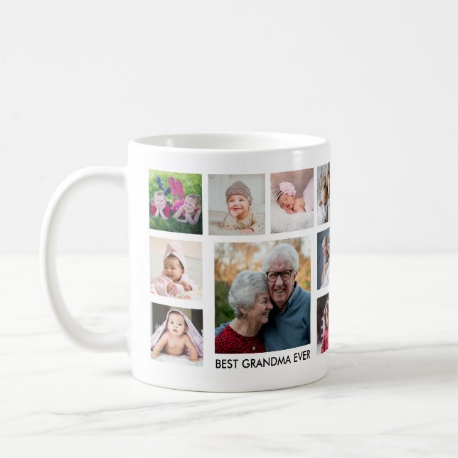 Beste Oma je 18-Familie Foto Collage Kaffeetasse (Links)