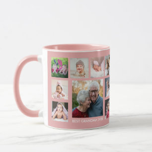 Beste Oma je 18-Familie FotoCollage Rosa Tasse