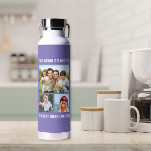 Beste Oma je 3 Foto Lila Trinkflasche