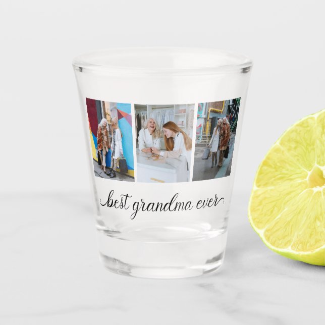 Beste Oma je 3 FotoCollage Schnapsglas (Vorderseite)