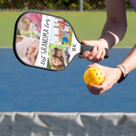 Beste Oma je 4-Foto Monogramm Farbe Pickleball Schläger