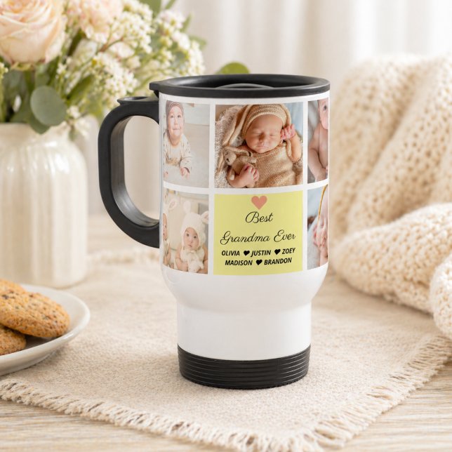 Beste Oma je 8-Foto Collage Reisebecher (Best Grandma Ever 8-Photo Collage Travel Mug
)
