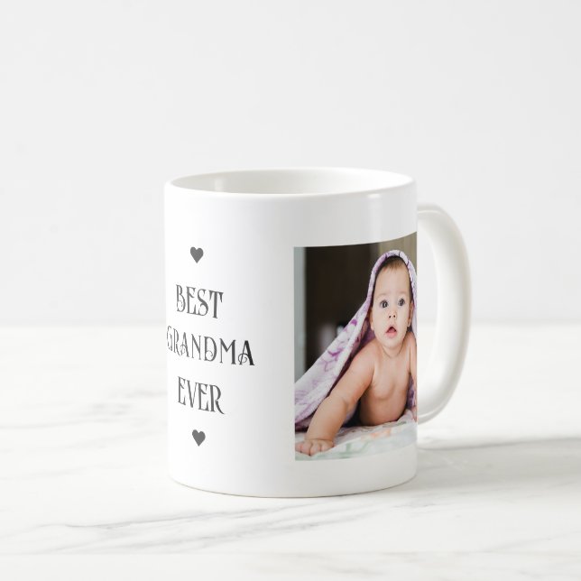 Beste Oma je Black Modern Zwei Fotos Kaffeetasse (VorderseiteRechts)