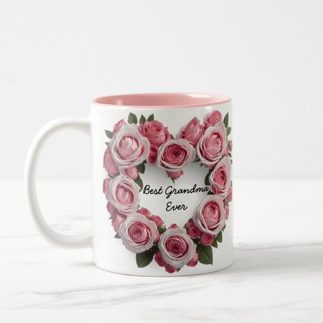 Beste Oma je Blumenrosa Zweifarbige Tasse (Links)