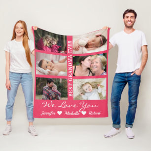 Beste Oma je Custom Fotos Großkinder Name Fleecedecke