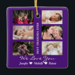 Beste Oma je Custom Fotos Großkinder Name Keramikornament<br><div class="desc">Dieses Ornament hat eine einfache Collage Vorlage,  wo Sie Ihre 6 Lieblings-Großmutter und Enkel-Bilder hochladen können. Dies ist das ideale Geschenk,  um Ihre Liebe für Ihre Oma zu zeigen. Sie können zu Weihnachten und zu jeder anderen Gelegenheit Geschenke,  um Ihre Liebe zu Ihrem Nana ausdrücken.</div>