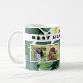 Beste Oma je Foto Collage Aquarell-Blätter Kaffeetasse