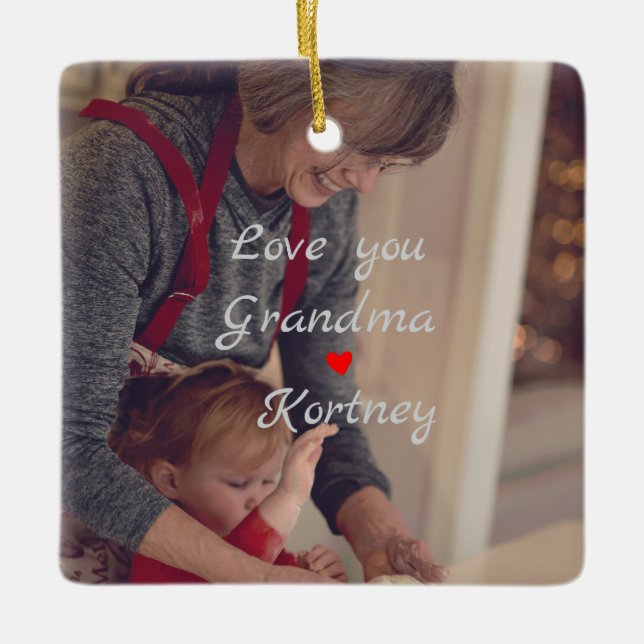 Beste Oma je Foto Collage wir Liebe Sie nennen Keramikornament (Vorderseite)