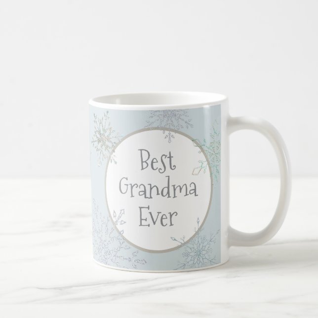 Beste Oma je Foto leicht Blaue Schneeflocke Kaffeetasse (Rechts)