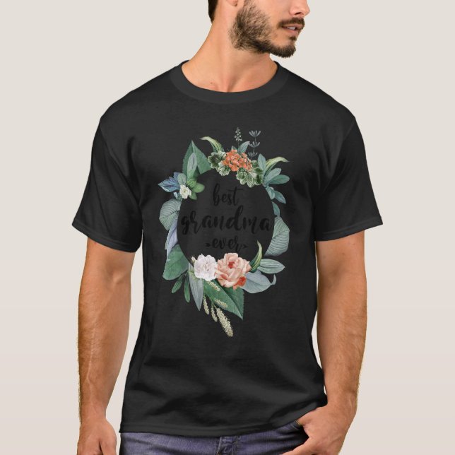 Beste Oma je Frauen Blumendekoration Oma T-Shirt (Vorderseite)