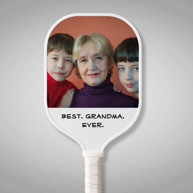 Beste Oma je Fun Familie Foto Typografie Text Pickleball Schläger (Von Creator hochgeladen)