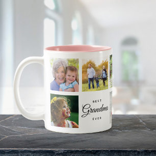 Beste Oma je Moderne Chic Familie FotoCollage Zweifarbige Tasse