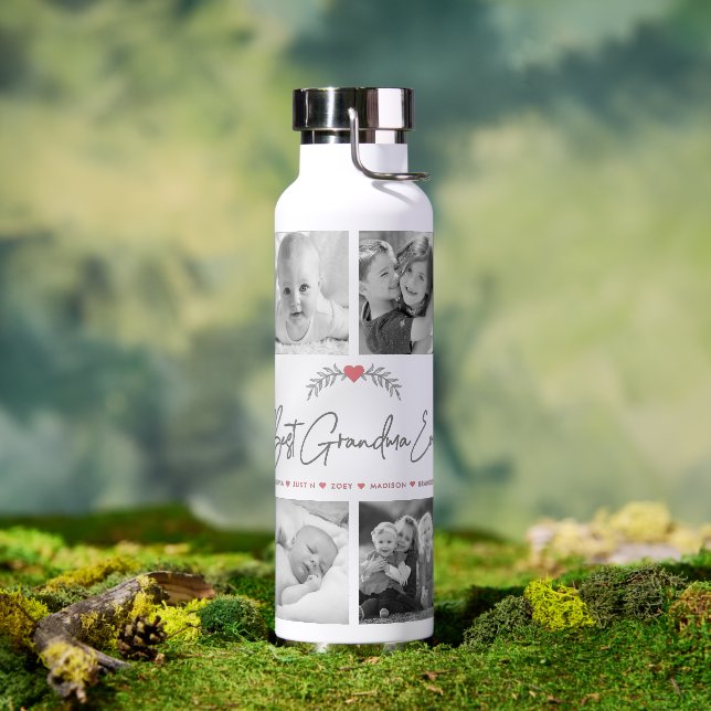 Beste Oma je Modernes Script 10 FotoCollage Trinkflasche (Außenbereich)