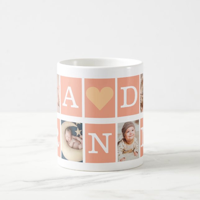 Beste Oma je Modernes Skript 4 FotoCollage Kaffeetasse (Mittel)