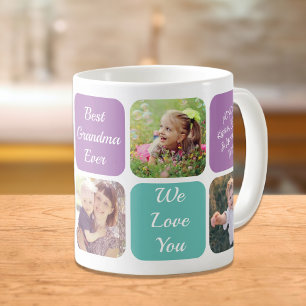 Beste Oma je Personalisierte Fotos Lila Aquamarin Kaffeetasse