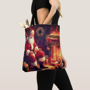 Beste Oma je Santa am Kamin Rot