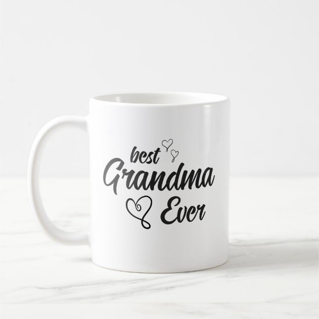 Beste Oma je Schwarz-Weiß-Typografie Kaffeetasse (Links)
