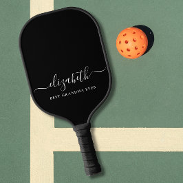 Beste Oma je Skriptmonogramm Schwarz Pickleball Schläger