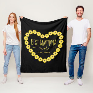 Beste Oma je Sonnenblumen Personalisiertes Herz Fleecedecke