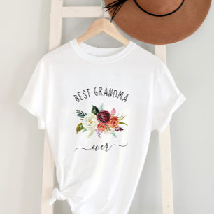 Beste Oma je   Trendy Burgundy Boho Floral T-Shirt