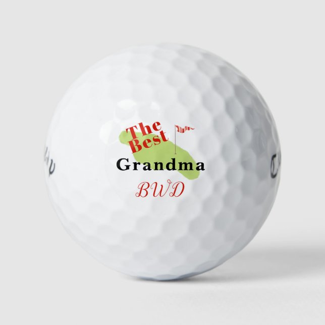 Beste Oma-Message-Monogramm Grün Golfball (Vorderseite)