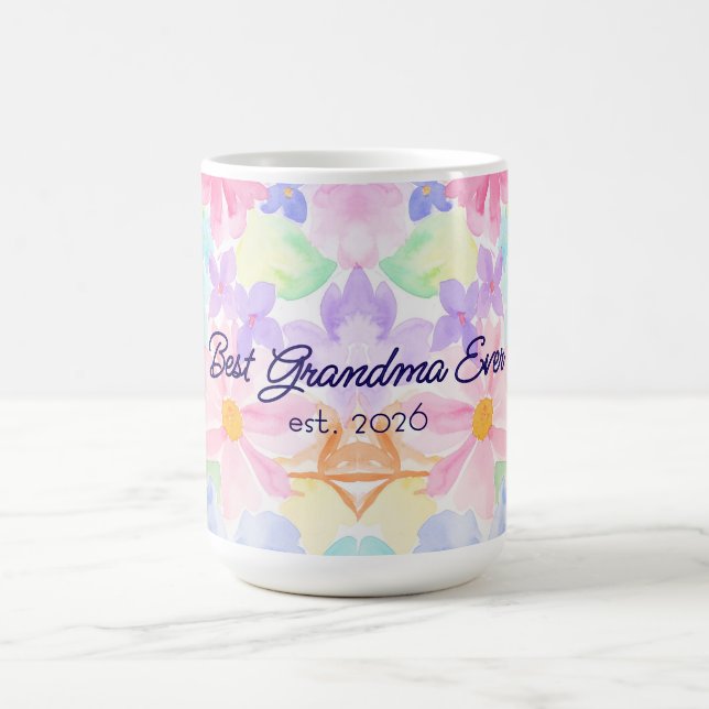 Beste Oma Muttertag Aquarell Blumen  Kaffeetasse (Mittel)