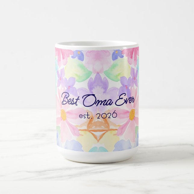 Beste Oma Muttertag Wasserfarben Blumen  Kaffeetasse (Mittel)