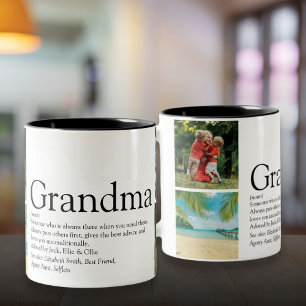 Beste Oma, Oma-Definition 4-Foto-Collage Zweifarbige Tasse