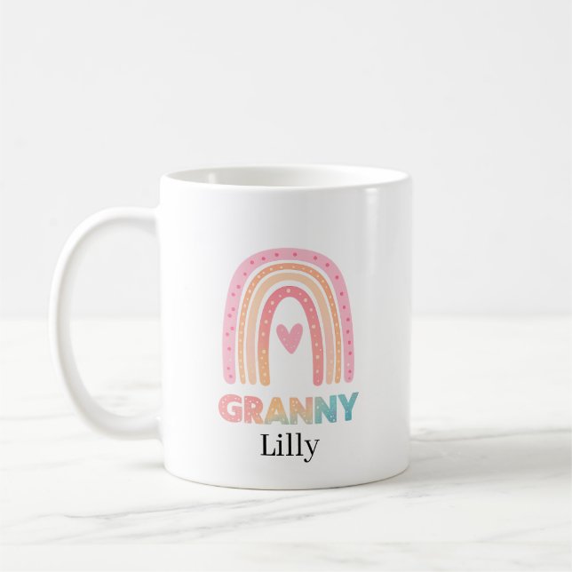 Beste Oma Regenbogen Tasse Personalisiert, Geschen (Links)