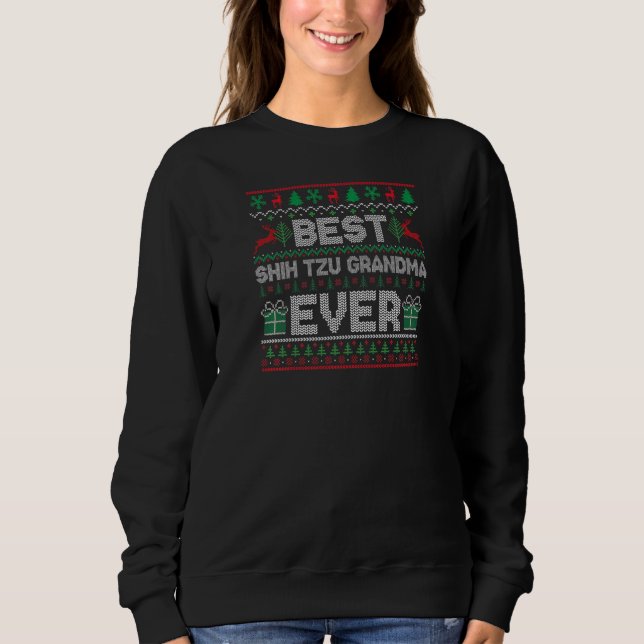 Beste Oma Shih Tzu Weihnachten PJs Ma Sweatshirt (Vorderseite)