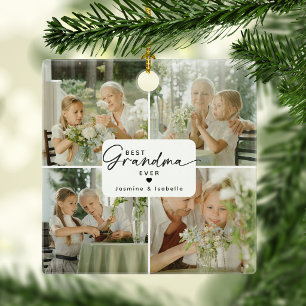 Beste Oma überhaupt 4 Foto-Collage Personalisiert Keramikornament