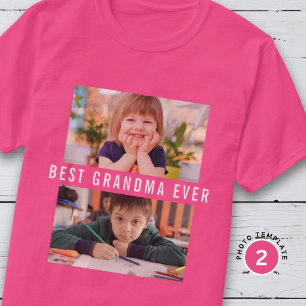 Beste Oma überhaupt Enkelkinder 2 Fotocollage Rosa T-Shirt