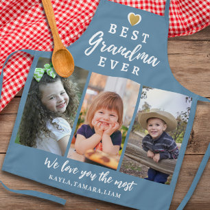 Beste Oma überhaupt Enkelkinder 3 Fotocollage Blau Schürze