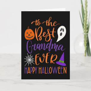 Beste Oma überhaupt Halloween in Orange und Lila Karte