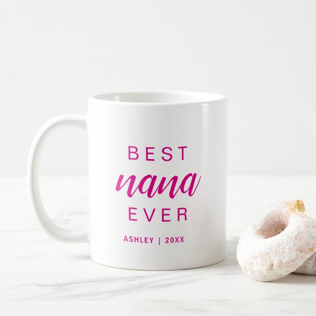 Beste Oma überhaupt Hot Pink Schrift Geschenk für  Kaffeetasse (Mit Donut)
