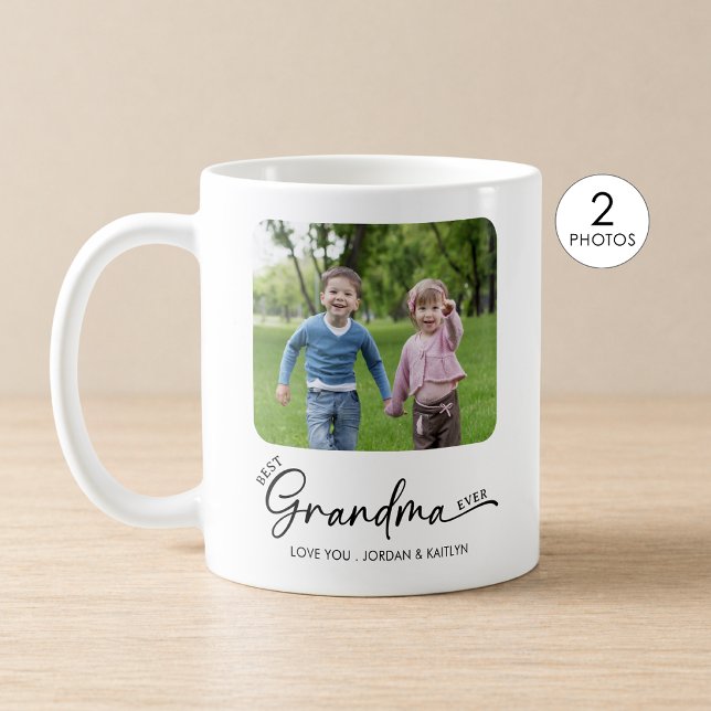 Beste Oma überhaupt Moderne Schrift 1 oder 2 Fotos Kaffeetasse (Von Creator hochgeladen)