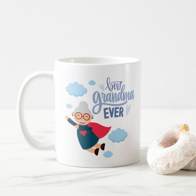 "Beste Oma überhaupt" Superheldin Oma Geschenk  Kaffeetasse (Mit Donut)