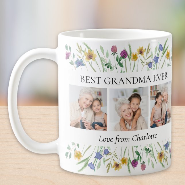 Beste Oma überhaupt Wildblumen-Foto  Kaffeetasse (Von Creator hochgeladen)