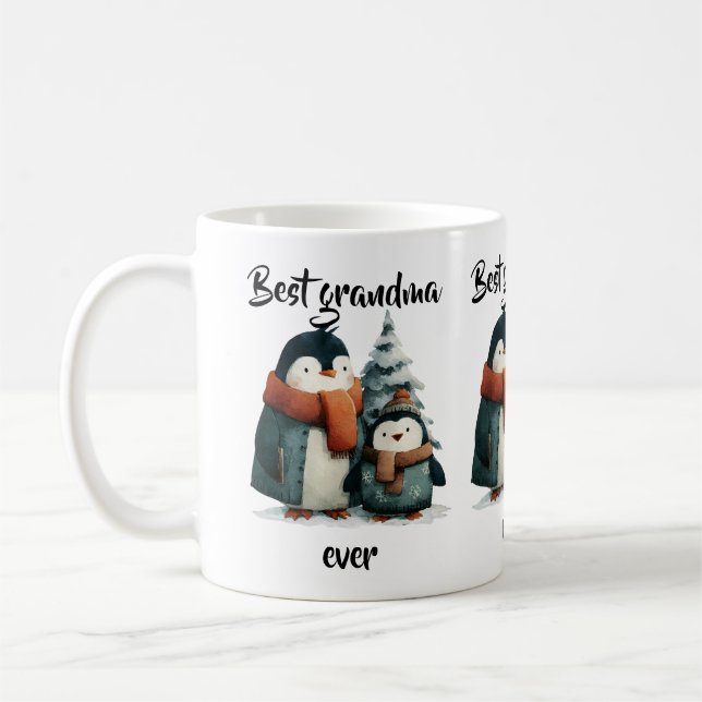 Beste Oma überhaupt Winterpinguine Kaffeetasse (Links)