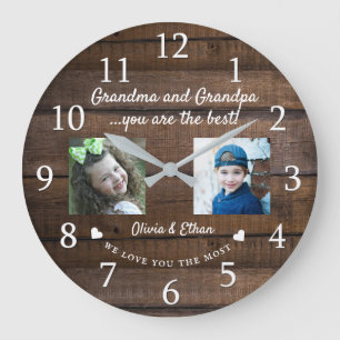 Beste Oma und Opa Großkinder 2 Foto Holz Große Wanduhr