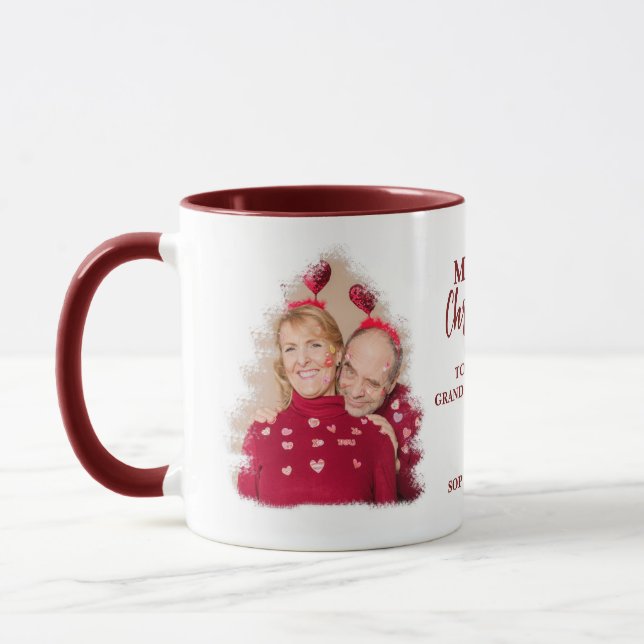 Beste Oma und Opa je Rote Weihnachten Tasse (Links)
