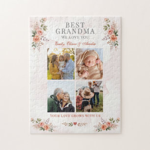 Beste Oma wir lieben dich Foto-Kollage floral Puzzle
