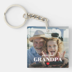Beste Opa der Welt Herz Foto-Geschenk für Opa Schlüsselanhänger