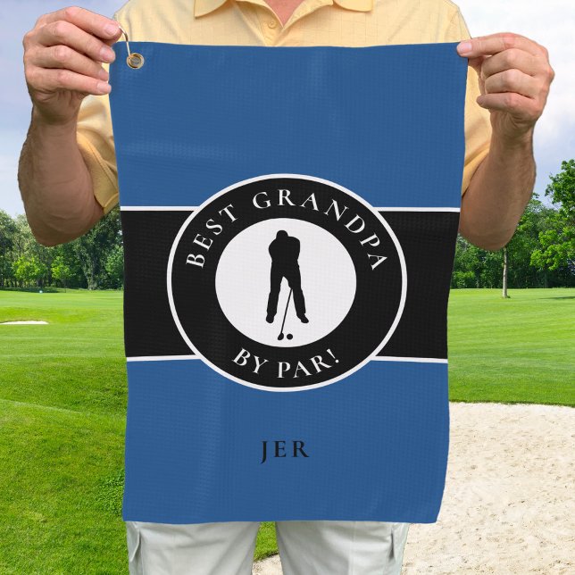 Beste Opa Golfer Mit Monogramm Sportschwarz Blau Golfhandtuch (Von Creator hochgeladen)
