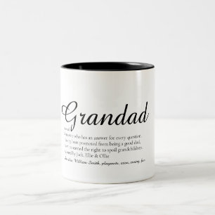 Beste Opa, Großmutter, Papa Definition Script Zweifarbige Tasse