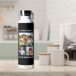 Beste Opa je 3 Foto Schwarz Trinkflasche<br><div class="desc">Schenken Sie dem besten Großvater aller Zeiten ein lustiges Geschenk mit dieser 3-Foto-Schwarzwasserflasche mit drei Fotos seiner Enkel und Familie,  "Dieser Drink gehört zum besten Opa-Ever" in moderner weißer Typografie.</div>