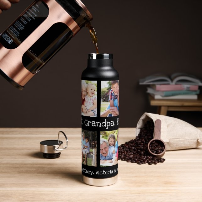 Beste Opa je 4 Foto Collage Spaß Keepake Trinkflasche (Kaffee)