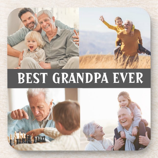 Beste Opa je 4 FotoCollage Erstellen Sie Ihre eige Getränkeuntersetzer (Vorderseite)