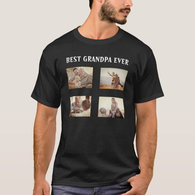 Beste Opa je 4 FotoCollage Erstellen Sie Ihre eige T-Shirt (Vorderseite)